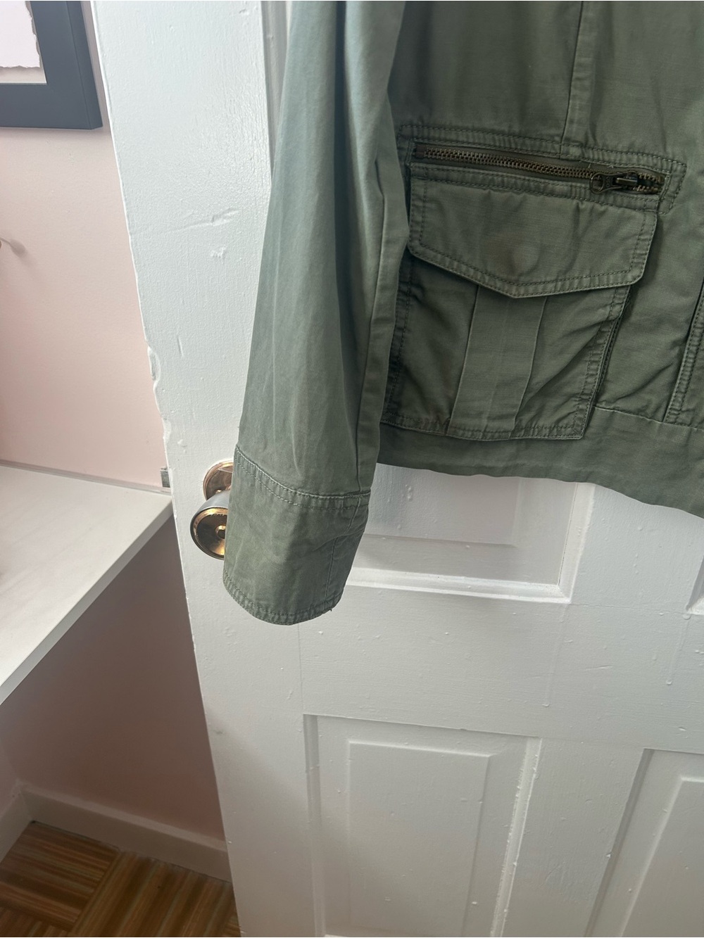 GAP Olive Green Utility Jacket with Zip & Flap Pockets - Picture 6 of 10